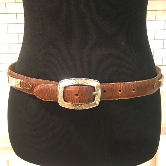 Unbranded Accessories - Vintage Ladies Western Belt Womens 34 Brown Silver Concho Cowgirl Rodeo Ranch